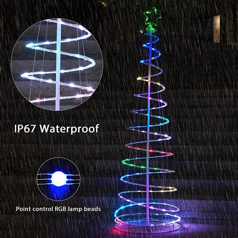 Colorful Lighted Spiral Christmas Tree Lights With Remote 6ft