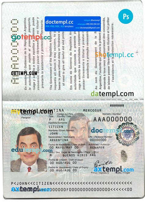 Argentina Passport Psds Editable Scan And Photograghed Picture Template 2 In 1