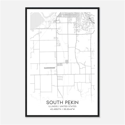 South Pekin Illinois Map Poster, Modern Home Decor Wall Art Print