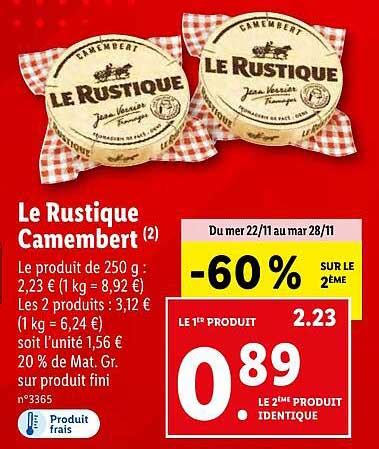 Promo Le Rustique Camembert Chez Lidl Icatalogue Fr