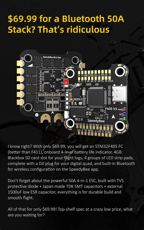 Stack Speedy Bee F405 V3 Ad Alte Prestazioni BLS 50A 30x30 FC Ed ESC