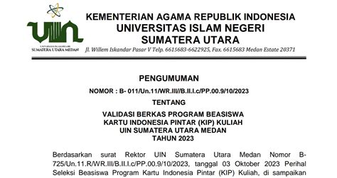 Validasi Berkas Program Beasiswa Kartu Indonesia Pintar Kip Kuliah