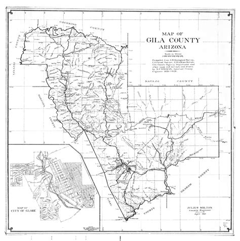 Map Of Gila County Arizona 1921 Arizona Memory Project