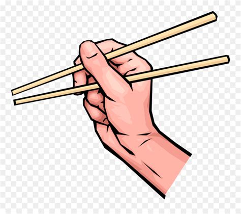 Vector Illustration Of Hands Holding Chinese Chopsticks Chopsticks