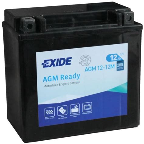 Batería Exide Moto 12v Agm Ready Agm12 12m Agm 12v 12ah 12200a 150x90x145mm Compatible