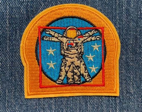 Vitruvian Astronaut Iron On Patch Da Vinci Astronaut Space Themed