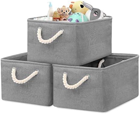 Maidmax Foldable Bamboo Fabric Storage Box With Cotton Rope Handle Set