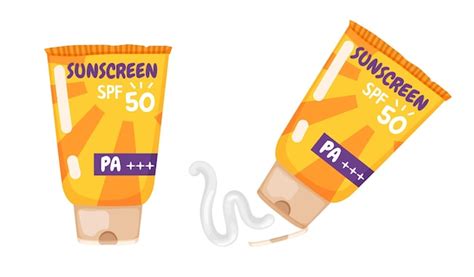 Premium Vector A Set Of Cute Sunscreen Tubes With Cream