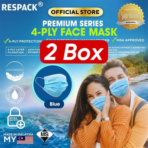 Respack 4 Ply Premium Surgical Face Mask 2 Box Shopee Malaysia