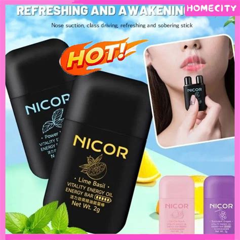 พรอม Nicor Double Hole Vital Oil Energy Bar Cool Nostril Nasal