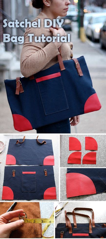 Leather And Canvas Satchel Tutorial In 2024 Cloth Bags Patchwork