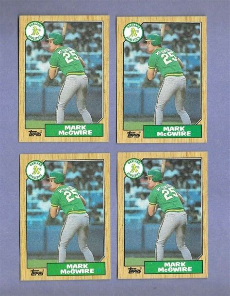 1987 Topps Baseball Mark Mcgwire Rookie 366 Oakland A S 4 Card Lot Nm N Ebay