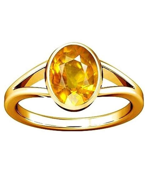 Yellow Sapphire Ring Pukhraj Original Natural Certified Ring Oval Cut