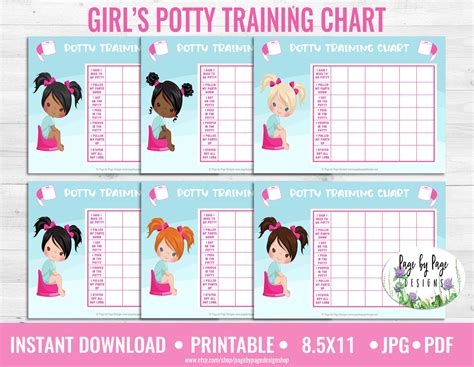 Girls Potty Training Chart Printable Letter Size-instant DOWNLOAD - Etsy