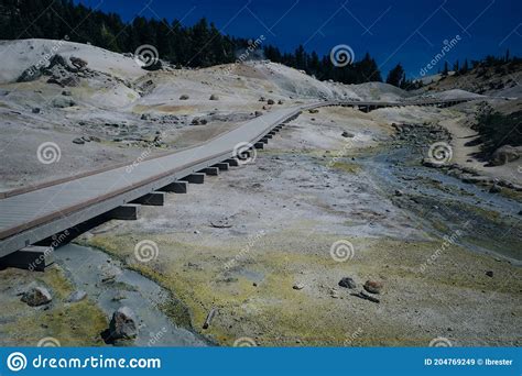 Bumpass Hell Boardwalk In Lassen Volcanic National Park Stock Image