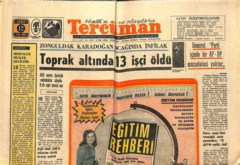 Tercüman Gazetesi 12 Eylül 1969 Yalnız Adam Ted Kennedy Zonguldak