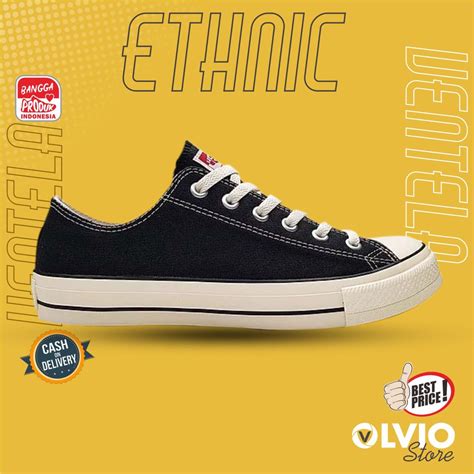 Jual Ventela ETHNIC Low Black Natural Sepatu Vulcanized Fashion