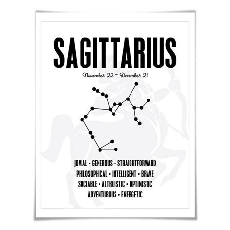 Sagittarius Personality Character Traits Art Print 60 Colours5 Sizes