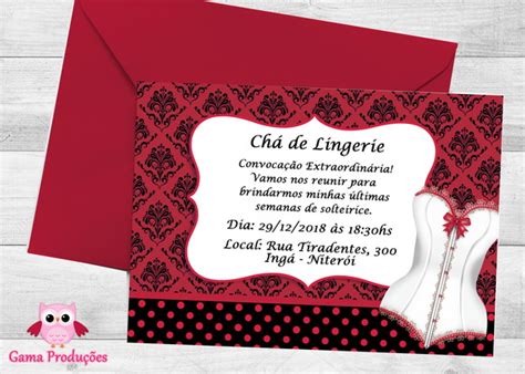 Convite Digital Chá de Lingerie Elo7 Produtos Especiais