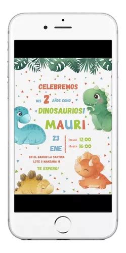 Invitaci N Cumplea Os Tarjeta Digital Dinosaurios Dinos En Venta En