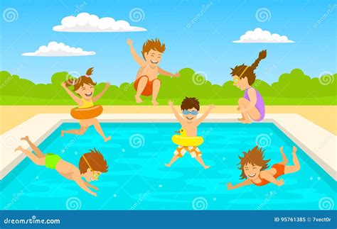 Boys Diving Into Pool Royalty-Free Stock Photography | CartoonDealer ...