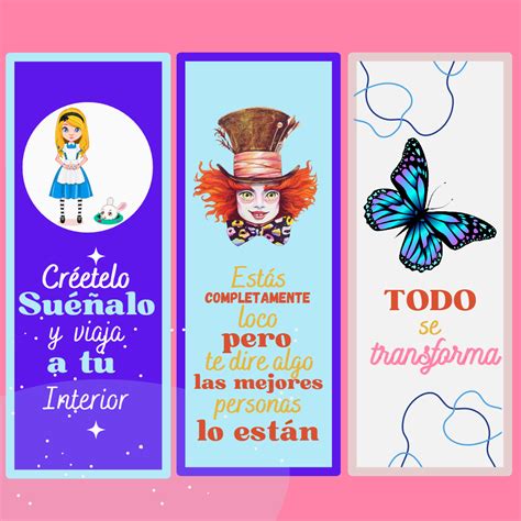 Three Bookmarks With The Words In Spanish And An Image Of A Woman