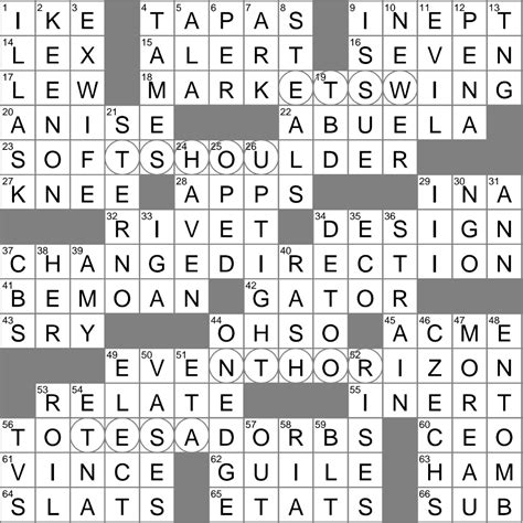 La Times Crossword Jan Tuesday Laxcrossword