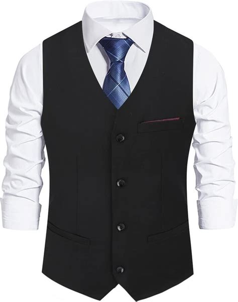 Sliktaa Mens Suit Waistcoat Slim Fit Formal Vintage Classic Business