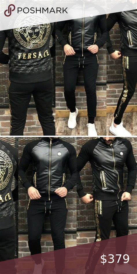 Versace Mens Medusa Tracksuit Black Size Medium Jacket And Pants Set