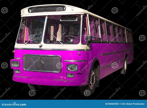 Old Retro Pink Bus Stock Photo Image Of Empty Intercity 80483902