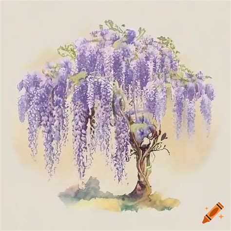 Watercolor Painting Of Intricate Wisteria Blossom On Craiyon