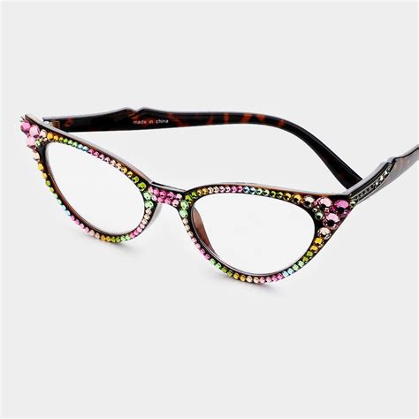 Classic Cat Eye Light Multi Swarovski Crystal Reading Glasses Etsy