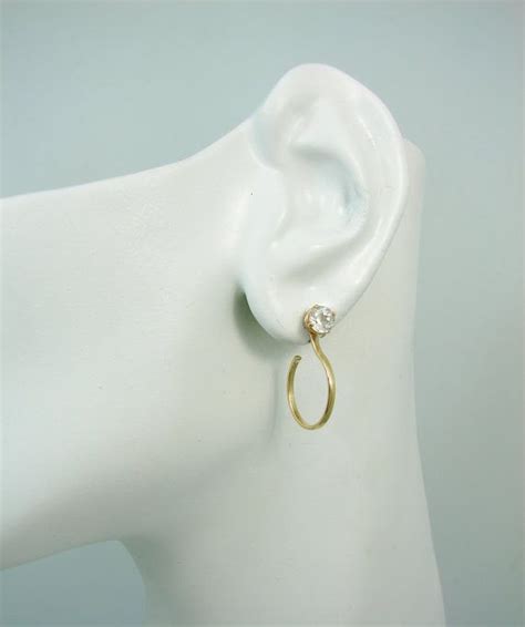 Earring Jackets For Studs K Gold Diamond Accessory Small Hoop Half