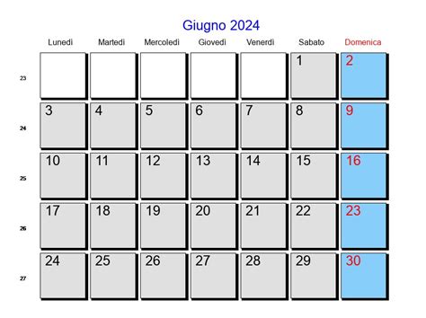 Calendario Giugno 2024 Con Festività E Fasi Lunari