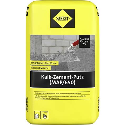 Sakret Kalk Zement Putz MAP 650 25 Kg Sack Grau 1 0 Mm Kalk Zement Putz