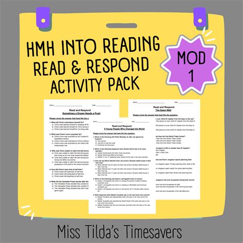 Read And Respond Activity Pack Grade Hmh Into Reading Module