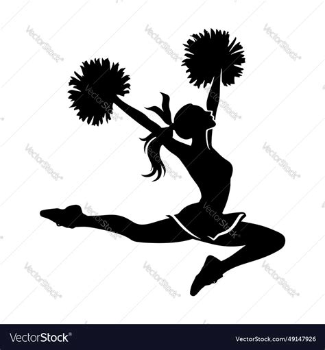 Cheerleader jumping silhouette Royalty Free Vector Image