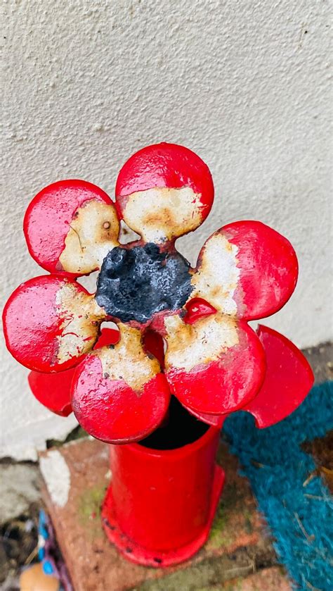 Beautiful Cast Iron Flower With Per Tania Finishing Etsy