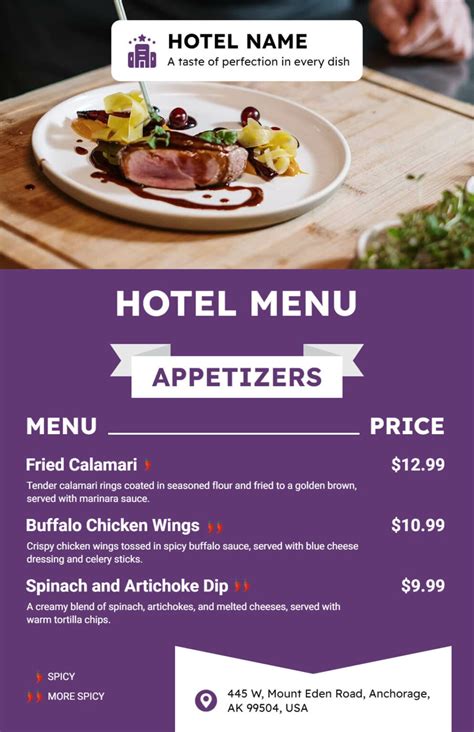 Free Customizable Hotel Menu Templates