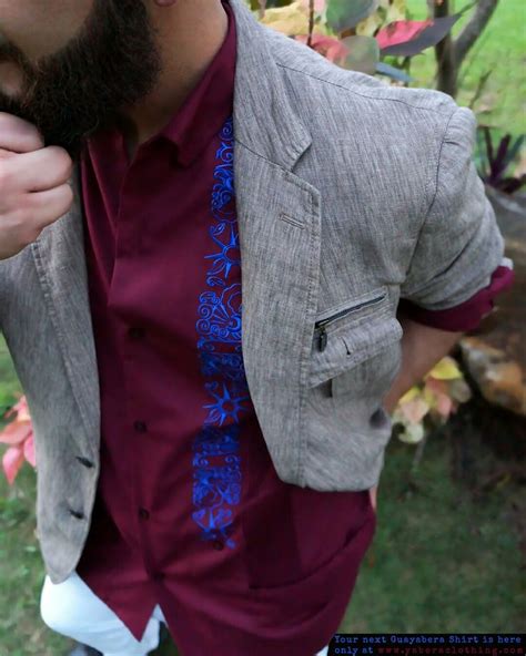 Lux Linen Merlot Under Blue Stars Guayabera Y A Bera Clothing