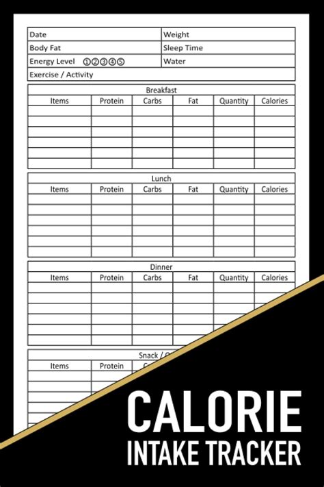 Nutrition Calorie Intake Tracker Log Book Food Intake Log Calorie