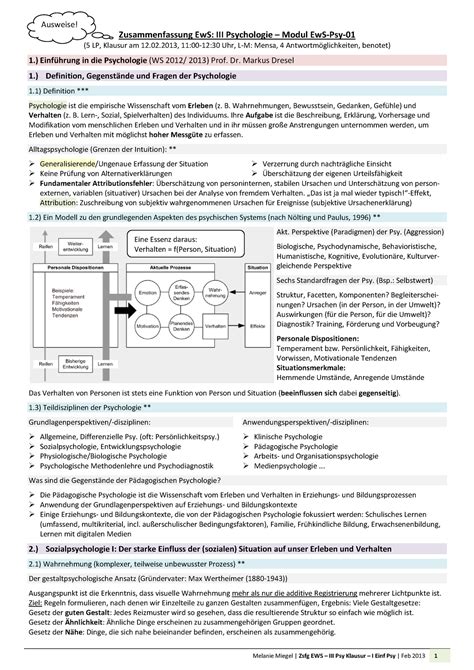 Zsfg Ews Iii Psy Klausur I Einf Psy Ws 2012 13 1 1 25