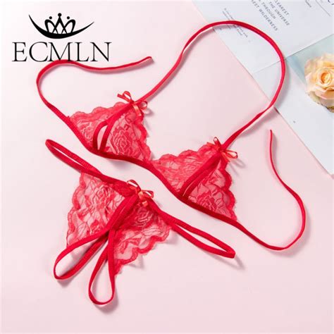 Ecmln Women S Charm Sexy Lingerie Lace Transparent Bikini Open Crotch