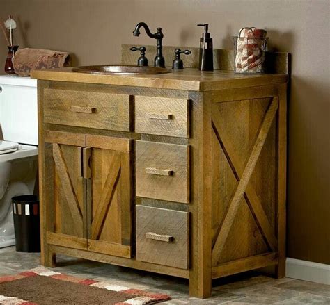 . Barnwood Bathroom Vanity, Log Cabin Bathroom, Diy Bathroom Vanity ...