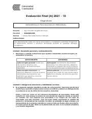 Examen Final De Desarrollo Pesonal Pdf Evaluaci N Final A