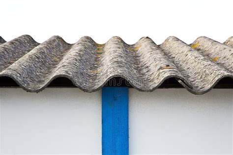 Old Aged Dangerous Roof Made Of Corrugated Asbestos Panels One Of The Most Dangerous Materials