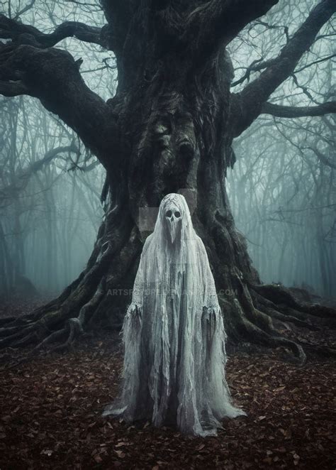 Scary Ghost In The Dark Forest By Artsfuture On Deviantart