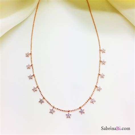 Collana Girocollo Argento Oro Rosa Stelline Zirconi Sabrinabi