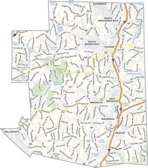 Windham County Map Connecticut Us County Maps