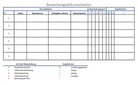 Bewerbungsdokumentation Bewerbungsliste Vorlage Word Excel Und PDF